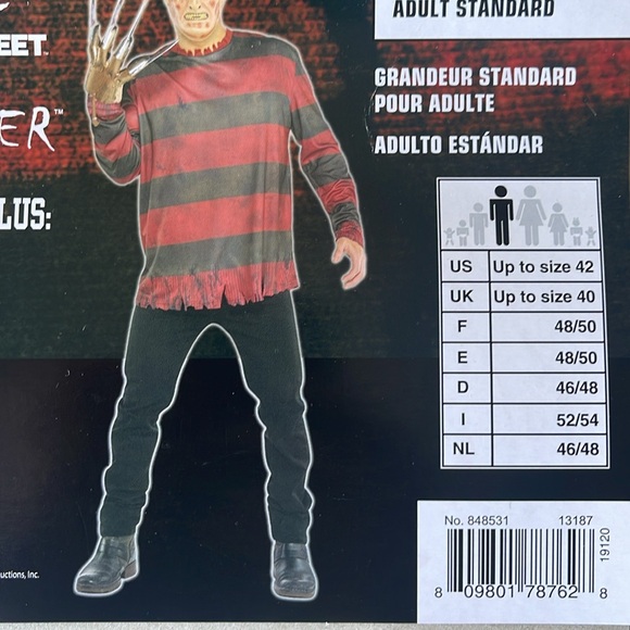 Freddy Krueger Adult Costume Kit! New! - Picture 4 of 8